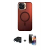 MARSİLYAN™- iPhone 15 Pro Kılıf Doruk Klasik Prime - Siyah 3D Antistatik Mat Seramik Nano Ekran Koruyucu + Raze Metal Kamera Lens - LT