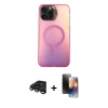MARSİLYAN™- iPhone 15 Pro Kılıf Doruk Klasik Prime - Siyah 3D Antistatik Mat Seramik Nano Ekran Koruyucu + Raze Metal Kamera Lens - TMGI