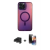 MARSİLYAN™- iPhone 15 Pro Kılıf Doruk Klasik Prime - Siyah 3D Antistatik Mat Seramik Nano Ekran Koruyucu + Raze Metal Kamera Lens - TMGI