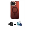 MARSİLYAN™- iPhone 15 Pro Kılıf Doruk Klasik Prime - Siyah 3D Antistatik Seramik Nano Ekran Koruyucu + Raze Metal Kamera Lens - TMGI