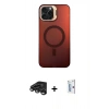 MARSİLYAN™- iPhone 15 Pro Kılıf Doruk Klasik Prime - Siyah Bilvis 0.18mm Plus Cam Ekran Koruyucu + Raze Metal Kamera Lens - TMGI