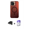 MARSİLYAN™- iPhone 15 Pro Kılıf Doruk Klasik Prime - Siyah Bilvis 5in1 3D Magic Cam Ekran Koruyucu + Raze Metal Kamera Lens - GS