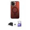 MARSİLYAN™- iPhone 15 Pro Kılıf Doruk Klasik Prime - Siyah Bilvis 5in1 5D Magic Hayalet Cam Ekran Koruyucu + Raze Metal Kamera Lens - TMGI