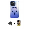 MARSİLYAN™- iPhone 15 Pro Kılıf Doruk Klasik Prime - Siyah Buffer Cam Ekran Koruyucu + Titanyum Gri Raze Metal Kamera Lens