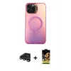 MARSİLYAN™- iPhone 15 Pro Kılıf Doruk Klasik Prime - Siyah Buffer Cam Ekran Koruyucu + Titanyum Gri Raze Metal Kamera Lens