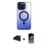 MARSİLYAN™- iPhone 15 Pro Kılıf Doruk Klasik Prime - Siyah Buffer Hayalet Cam Ekran Koruyucu + Siyah Raze Metal Kamera Lens