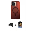 MARSİLYAN™- iPhone 15 Pro Kılıf Doruk Klasik Prime - Siyah Buffer Hayalet Cam Ekran Koruyucu + Siyah Raze Metal Kamera Lens