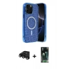 MARSİLYAN™- iPhone 15 Pro Kılıf Eksen Çizgi - Şeffaf 360 Full Body Arka Koruyucu + Raze Metal Kamera Lens - SH