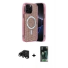 MARSİLYAN™- iPhone 15 Pro Kılıf Eksen Çizgi - Şeffaf 360 Full Body Arka Koruyucu + Raze Metal Kamera Lens - SH