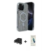 MARSİLYAN™- iPhone 15 Pro Kılıf Eksen Çizgi - Şeffaf Pasifik Cam Ekran Koruyucu + Raze Metal Kamera Lens - TMGI
