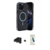 MARSİLYAN™- iPhone 15 Pro Kılıf Eksen Çizgi - Şeffaf Pasifik Cam Ekran Koruyucu + Raze Metal Kamera Lens - TMGI