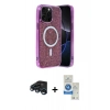 MARSİLYAN™- iPhone 15 Pro Kılıf Eksen Çizgi - Şeffaf Royal Nano Ekran Koruyucu + Raze Metal Kamera Lens - LT