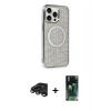 MARSİLYAN™- iPhone 15 Pro Kılıf Eksen Çizgi - Siyah 360 Mat Full Body Arka Koruyucu + Raze Metal Kamera Lens - TMGI