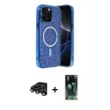 MARSİLYAN™- iPhone 15 Pro Kılıf Eksen Çizgi - Siyah 360 Mat Full Body Arka Koruyucu + Raze Metal Kamera Lens - TMGI