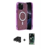 MARSİLYAN™- iPhone 15 Pro Kılıf Eksen Çizgi - Siyah 360 Mat Full Body Arka Koruyucu + Raze Metal Kamera Lens - TMGI