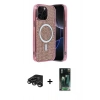 MARSİLYAN™- iPhone 15 Pro Kılıf Eksen Çizgi - Siyah 360 Mat Full Body Arka Koruyucu + Raze Metal Kamera Lens - TMGI