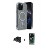 MARSİLYAN™- iPhone 15 Pro Kılıf Eksen Çizgi - Siyah 360 Mat Full Body Arka Koruyucu + Raze Metal Kamera Lens - TMGI