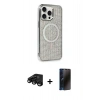 MARSİLYAN™- iPhone 15 Pro Kılıf Eksen Çizgi - Siyah 3D Antistatik Hayalet Cam Ekran Koruyucu + Raze Metal Kamera Lens - SH
