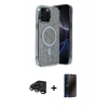 MARSİLYAN™- iPhone 15 Pro Kılıf Eksen Çizgi - Siyah 3D Antistatik Hayalet Cam Ekran Koruyucu + Raze Metal Kamera Lens - TMGI
