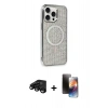 MARSİLYAN™- iPhone 15 Pro Kılıf Eksen Çizgi - Siyah 3D Antistatik Mat Seramik Nano Ekran Koruyucu + Raze Metal Kamera Lens - SH