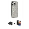 MARSİLYAN™- iPhone 15 Pro Kılıf Eksen Çizgi - Siyah 3D Antistatik Mat Seramik Nano Ekran Koruyucu + Raze Metal Kamera Lens - TMGI