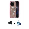MARSİLYAN™- iPhone 15 Pro Kılıf Eksen Çizgi - Siyah 3D Antistatik Seramik Nano Ekran Koruyucu + Raze Metal Kamera Lens - LT