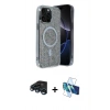 MARSİLYAN™- iPhone 15 Pro Kılıf Eksen Çizgi - Siyah 3D Antistatik Seramik Nano Ekran Koruyucu + Raze Metal Kamera Lens - LT