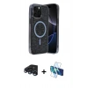 MARSİLYAN™- iPhone 15 Pro Kılıf Eksen Çizgi - Siyah 3D Antistatik Seramik Nano Ekran Koruyucu + Raze Metal Kamera Lens - LT