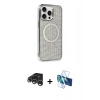 MARSİLYAN™- iPhone 15 Pro Kılıf Eksen Çizgi - Siyah 3D Antistatik Seramik Nano Ekran Koruyucu + Raze Metal Kamera Lens - GS