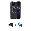 MARSİLYAN™- iPhone 15 Pro Kılıf Eksen Çizgi - Siyah 3D Antistatik Seramik Nano Ekran Koruyucu + Siyah Raze Metal Kamera Lens