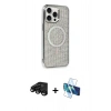 MARSİLYAN™- iPhone 15 Pro Kılıf Eksen Çizgi - Siyah 3D Antistatik Seramik Nano Ekran Koruyucu + Siyah Raze Metal Kamera Lens