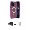 MARSİLYAN™- iPhone 15 Pro Kılıf Eksen Çizgi - Siyah Bilvis 0.18mm Plus Cam Ekran Koruyucu + Raze Metal Kamera Lens - GS