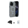 MARSİLYAN™- iPhone 15 Pro Kılıf Eksen Çizgi - Siyah Bilvis 0.18mm Plus Cam Ekran Koruyucu + Raze Metal Kamera Lens - GS