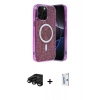 MARSİLYAN™- iPhone 15 Pro Kılıf Eksen Çizgi - Siyah Bilvis 0.18mm Plus Cam Ekran Koruyucu + Siyah Raze Metal Kamera Lens