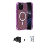 MARSİLYAN™- iPhone 15 Pro Kılıf Eksen Çizgi - Siyah Bilvis 0.18mm Plus Cam Ekran Koruyucu + Titanyum Gri Raze Metal Kamera Lens