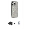 MARSİLYAN™- iPhone 15 Pro Kılıf Eksen Çizgi - Siyah Bilvis 0.18mm Plus Cam Ekran Koruyucu + Titanyum Gri Raze Metal Kamera Lens
