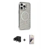 MARSİLYAN™- iPhone 15 Pro Kılıf Eksen Çizgi - Siyah Bilvis 3D Mat Cam Ekran Koruyucu + Raze Metal Kamera Lens - SH
