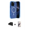 MARSİLYAN™- iPhone 15 Pro Kılıf Eksen Çizgi - Siyah Bilvis 3D Mat Cam Ekran Koruyucu + Raze Metal Kamera Lens - SH