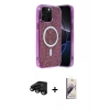 MARSİLYAN™- iPhone 15 Pro Kılıf Eksen Çizgi - Siyah Bilvis 3D Mat Cam Ekran Koruyucu + Raze Metal Kamera Lens - SH