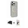 MARSİLYAN™- iPhone 15 Pro Kılıf Eksen Çizgi - Siyah Bilvis 3D Mat Cam Ekran Koruyucu + Raze Metal Kamera Lens - TMGI