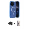 MARSİLYAN™- iPhone 15 Pro Kılıf Eksen Çizgi - Siyah Bilvis 3D Mat Cam Ekran Koruyucu + Raze Metal Kamera Lens - TMGI