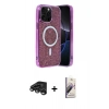 MARSİLYAN™- iPhone 15 Pro Kılıf Eksen Çizgi - Siyah Bilvis 3D Mat Cam Ekran Koruyucu + Raze Metal Kamera Lens - TMGI