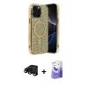 MARSİLYAN™- iPhone 15 Pro Kılıf Eksen Çizgi - Siyah Bilvis 5in1 5D Magic Hayalet Cam Ekran Koruyucu + Raze Metal Kamera Lens - SH