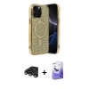 MARSİLYAN™- iPhone 15 Pro Kılıf Eksen Çizgi - Siyah Bilvis 5in1 5D Magic Hayalet Cam Ekran Koruyucu + Raze Metal Kamera Lens - TMGI