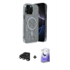 MARSİLYAN™- iPhone 15 Pro Kılıf Eksen Çizgi - Siyah Bilvis 5in1 5D Magic Hayalet Cam Ekran Koruyucu + Raze Metal Kamera Lens - TMGI