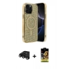 MARSİLYAN™- iPhone 15 Pro Kılıf Eksen Çizgi - Siyah Buffer Cam Ekran Koruyucu + Raze Metal Kamera Lens - SH