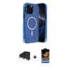 MARSİLYAN™- iPhone 15 Pro Kılıf Eksen Çizgi - Siyah Buffer Hayalet Cam Ekran Koruyucu + Raze Metal Kamera Lens - LT