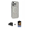 MARSİLYAN™- iPhone 15 Pro Kılıf Eksen Çizgi - Siyah Buffer Hayalet Cam Ekran Koruyucu + Raze Metal Kamera Lens - TMGI