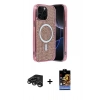 MARSİLYAN™- iPhone 15 Pro Kılıf Eksen Çizgi - Siyah Buffer Hayalet Cam Ekran Koruyucu + Raze Metal Kamera Lens - TMGI