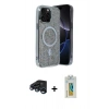 MARSİLYAN™- iPhone 15 Pro Kılıf Eksen Çizgi - Siyah Polymer Nano Ekran Koruyucu + Raze Metal Kamera Lens - LT
